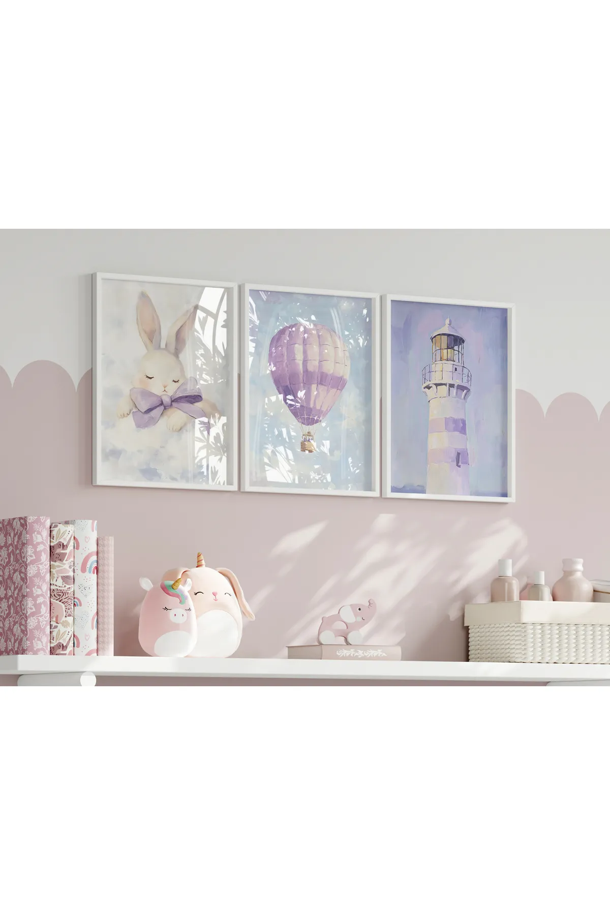 Mor Temalı Uyku Tavşanı 3'lü Poster Seti