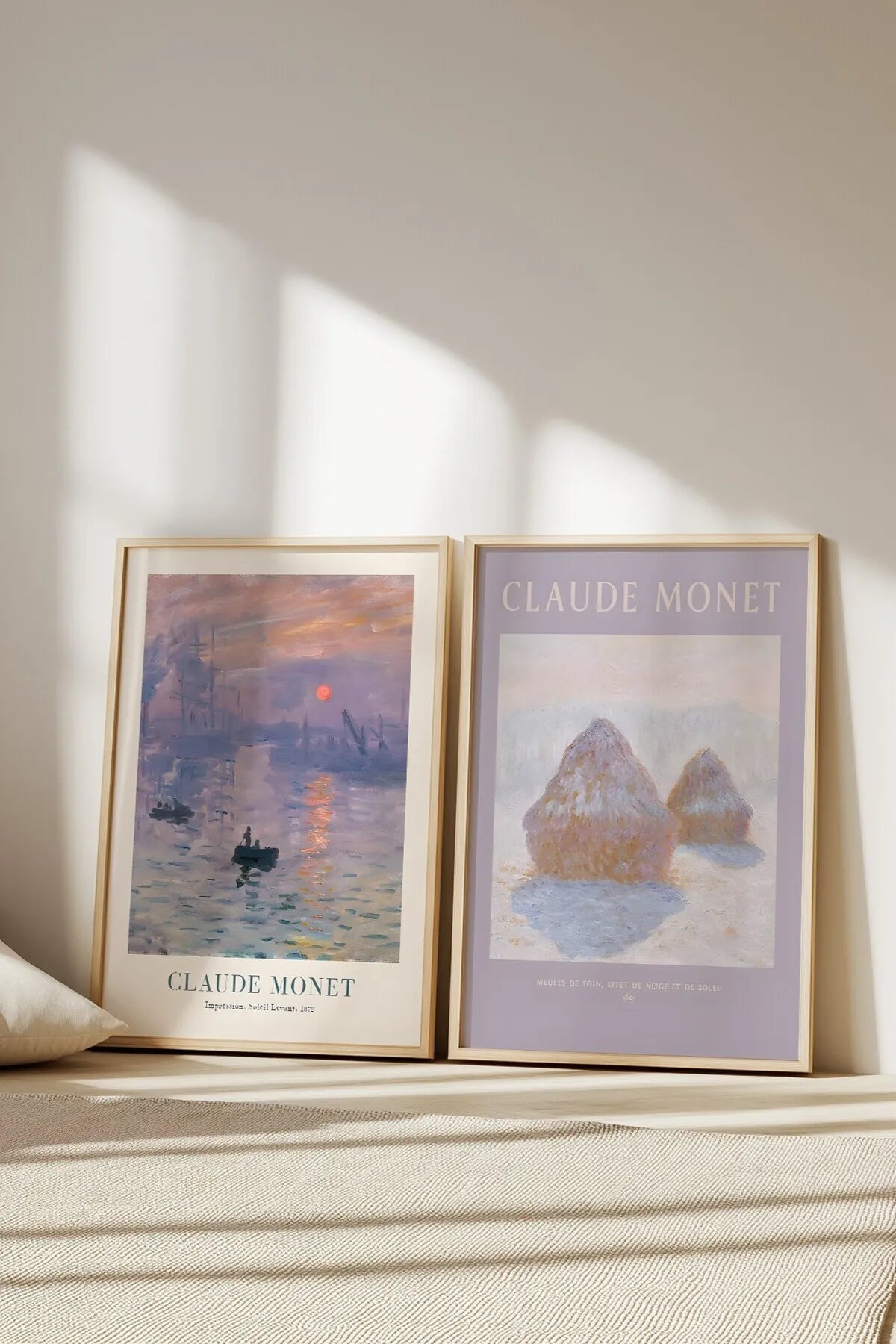 Impression & Meules De Foin[Claude Monet] - 2'li Şık Yağlı Boya Tablo Seti