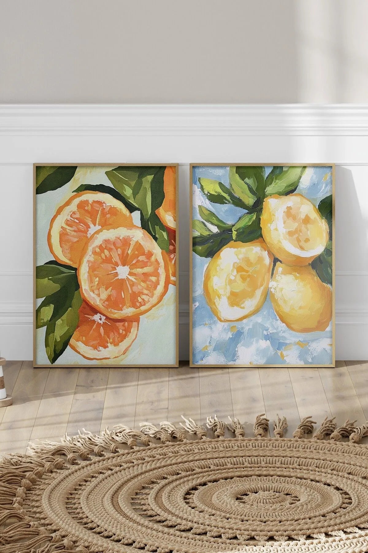 Limon & Mandalina - 2'li Modern Meyve Poster Seti