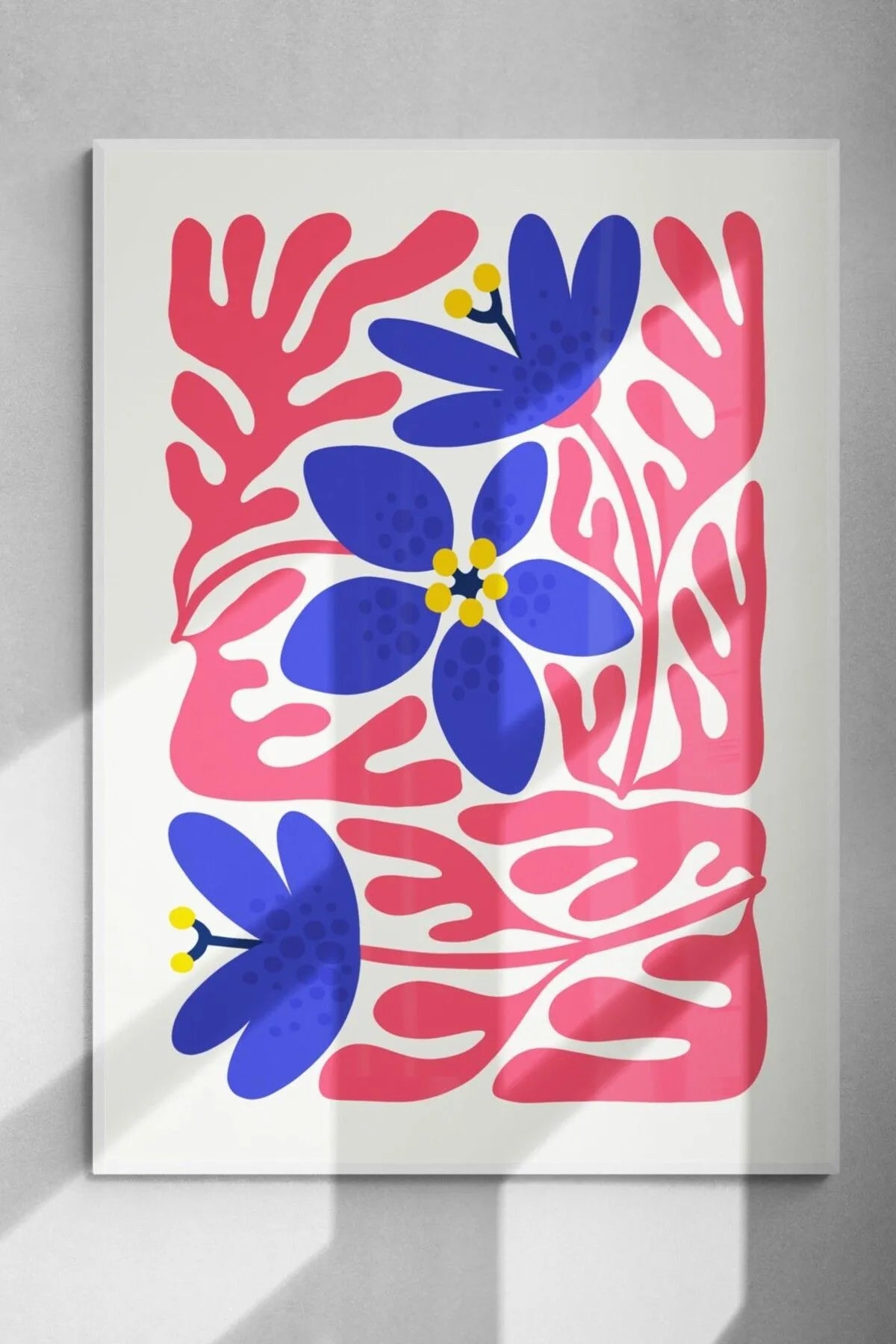 Estetik Çiçek Temalı Pembe - Lacivert Botanik Posteri [Henri Matisse]