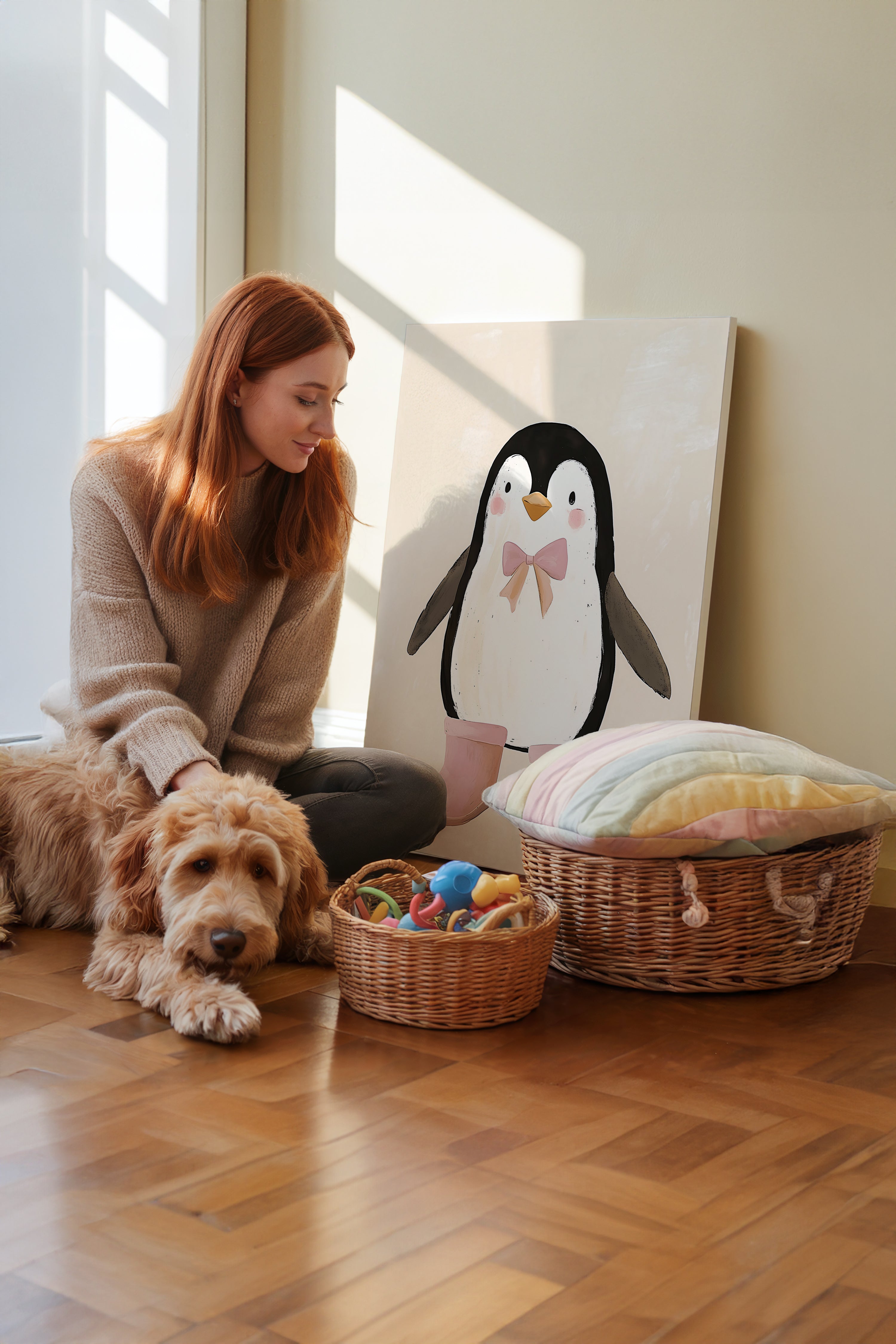 Sevimli Penguen Çerçeveli Tablo