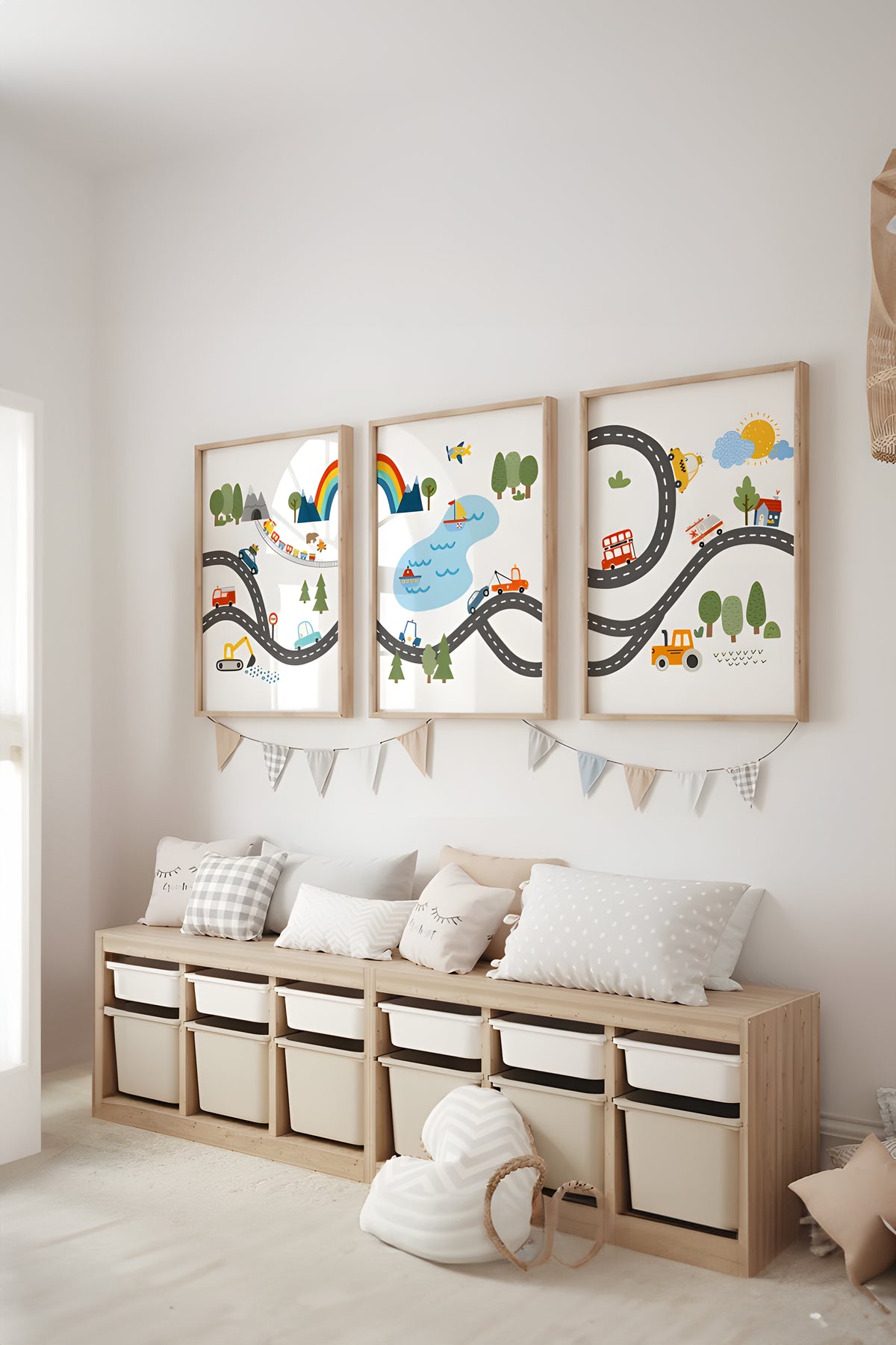 3'lü set, Araba çocuk odası dekoru, Arabalı Çocuk Odası Tablosu