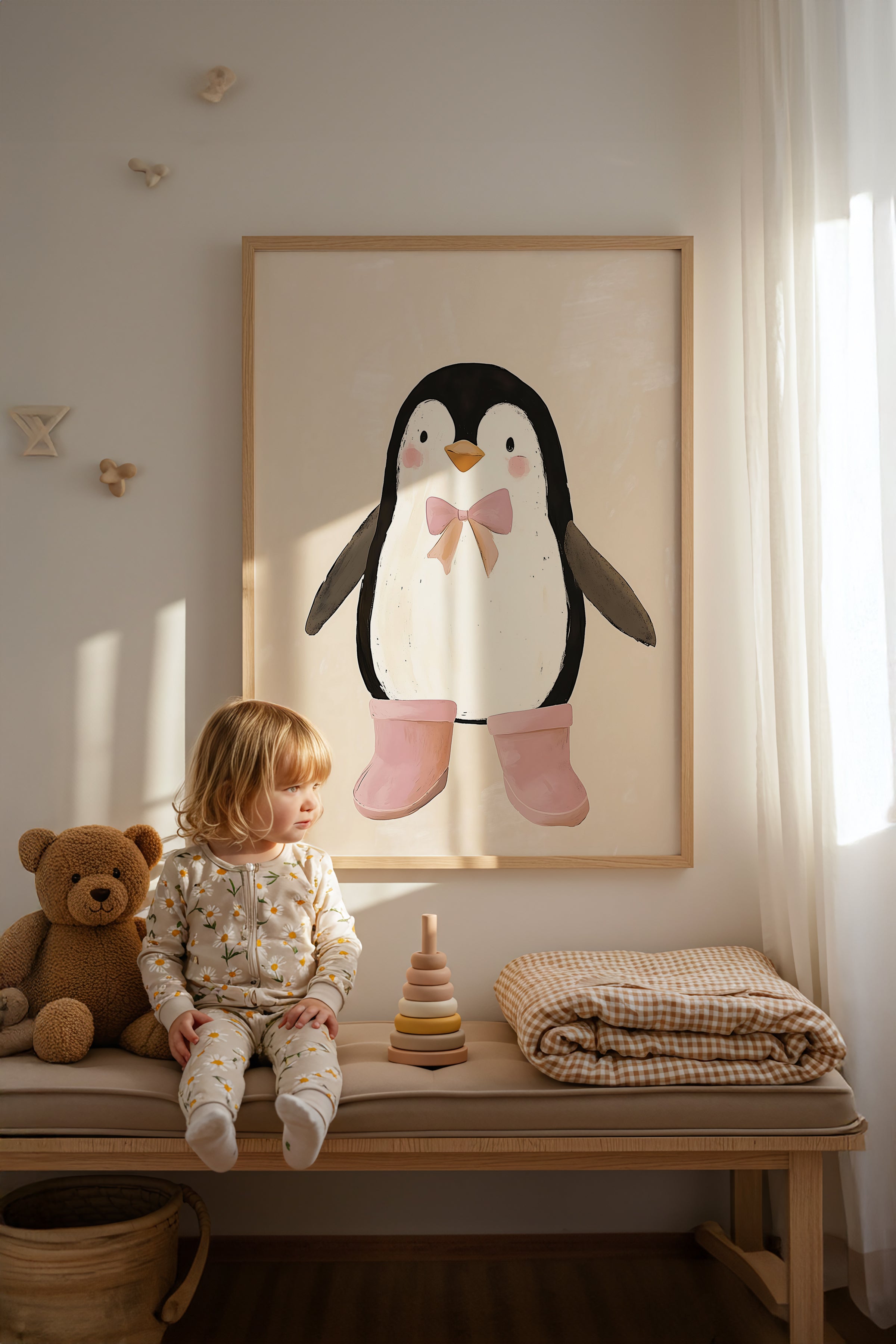 Sevimli Penguen Çerçeveli Tablo